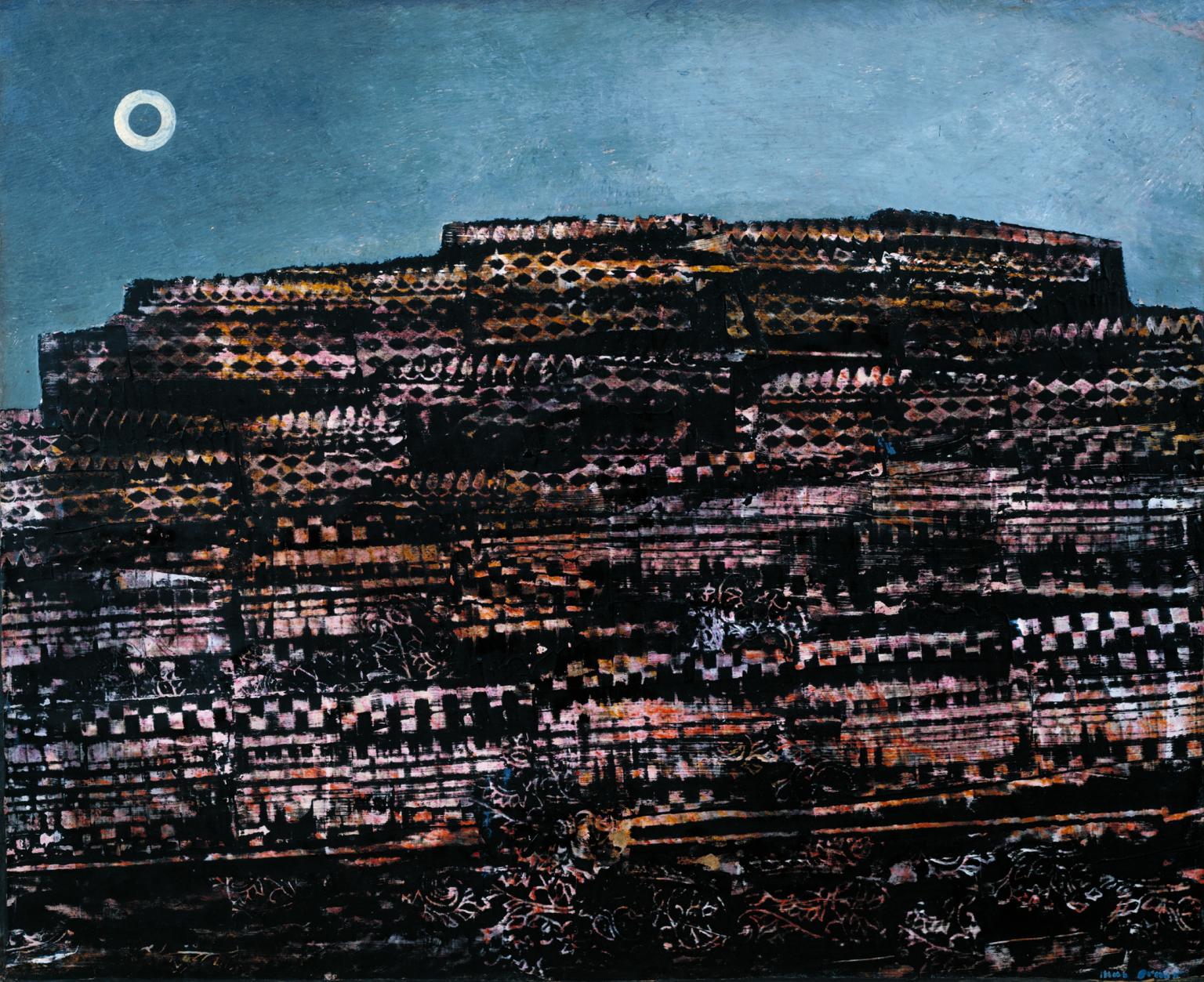 Max Ernst, <em>La Ville entière (The Entire City)</em>, 1935. Oil on paper mounted on canvas, 19 3/4 x 24 1/8 (50 x 61.5). 
