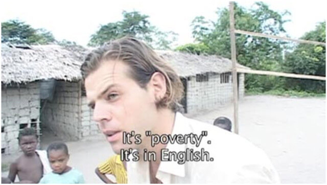 Renzo Martens in his film <em>Episode III: Enjoy Poverty</em>, 2008.