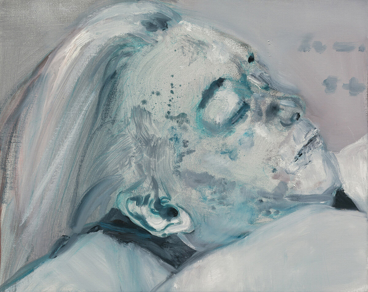 Marlene Dumas, <em>Dead Marilyn</em>, 2008. Oil on canvas. 40 x 50 cm. © Marlene Dumas