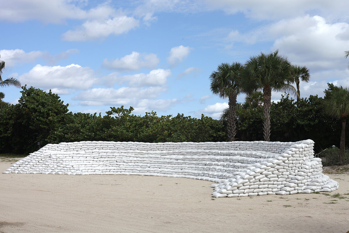 Misael Soto, <em>Miami Beach Public Works (Phase I) - Sand: Amphitheater, Theater, Arena in collaboration with the City of Miami Beach.</em>Dimensions Variable (60" x 35" x 7" final dimensions). October 17 - November 18, 2018. Collins Park, Miami Beach, Florida. Image by Phillip Karp.