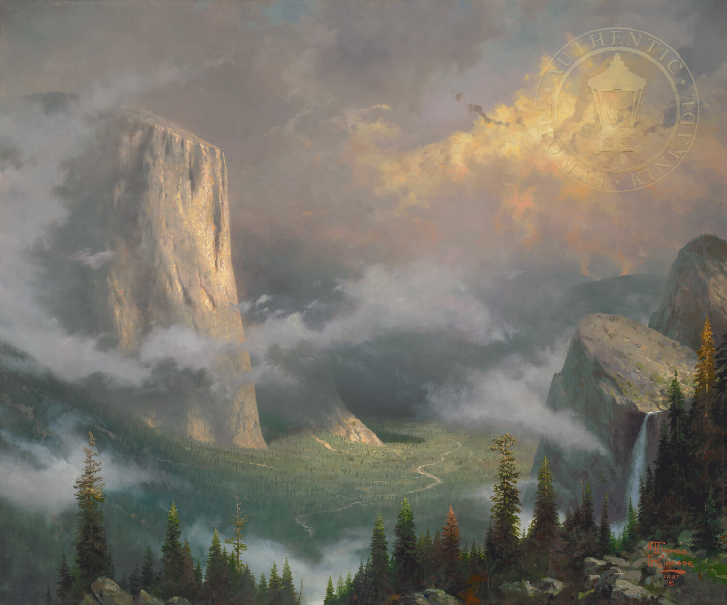 Thomas Kinkade, <em>West Rim, Yosemite</em>, 1989-2016. Image courtesy of Thomas Kinkade Studios.