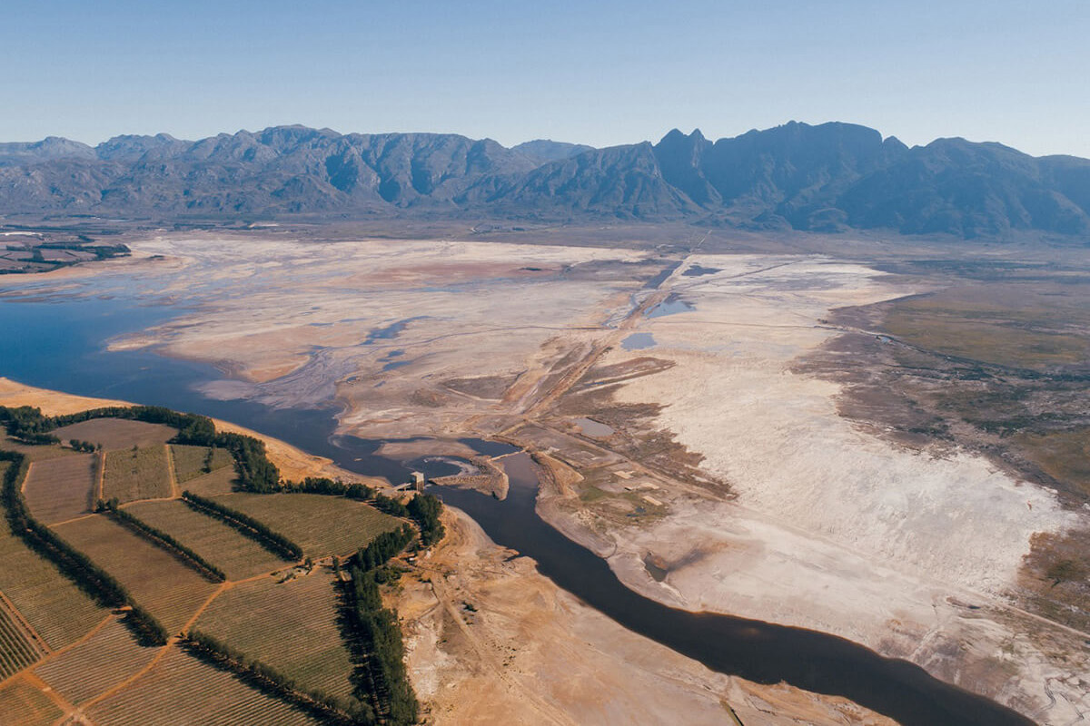 A view of the Theewaterskloof Dam, Western Cape, South Africa.