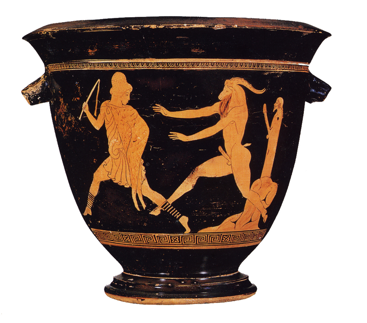 A depiction of Pan on a fifth-century Greek red-figure vase. Courtesy of the Museum of Fine Arts, Boston.