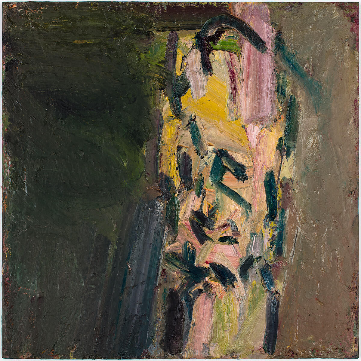 Frank Auerbach, <em>Head of William Feaver</em>, 2017-18. Oil on board, 22 1/16 x 22 in. (56 x 55.9 cm). Private collection. © Frank Auerbach, courtesy Marlborough Fine Art.